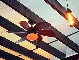 Люстры-вентиляторы Palao Marron от Faro Barcelona в ресторане "Мясо и Рыба"