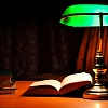 Лампа настольная Banker old gold+green 68334